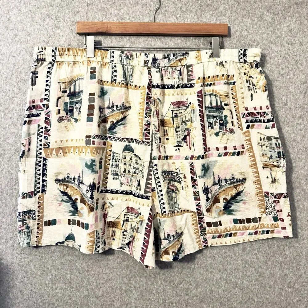 Lucky Brand Linen Blend Shorts Women's XXL Pockets Casual Travel Drawstring - Picture 3 of 13